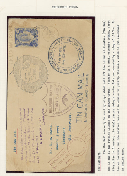 Tonga 1938 Tin Can Mail Niuafoo Island Interesting Item