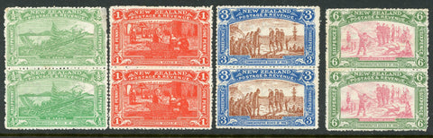 New Zealand SG370-3 1906 Christchurch Exhibition set of 4 Vertical Pairs MUH