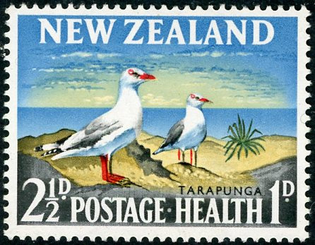 New Zealand SG822 1964 2½d Bird Health Stamp Red Shifted