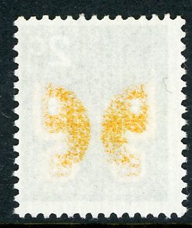 New Zealand SG1009 2c Tussock Butterfly Stamp Offset Yellow