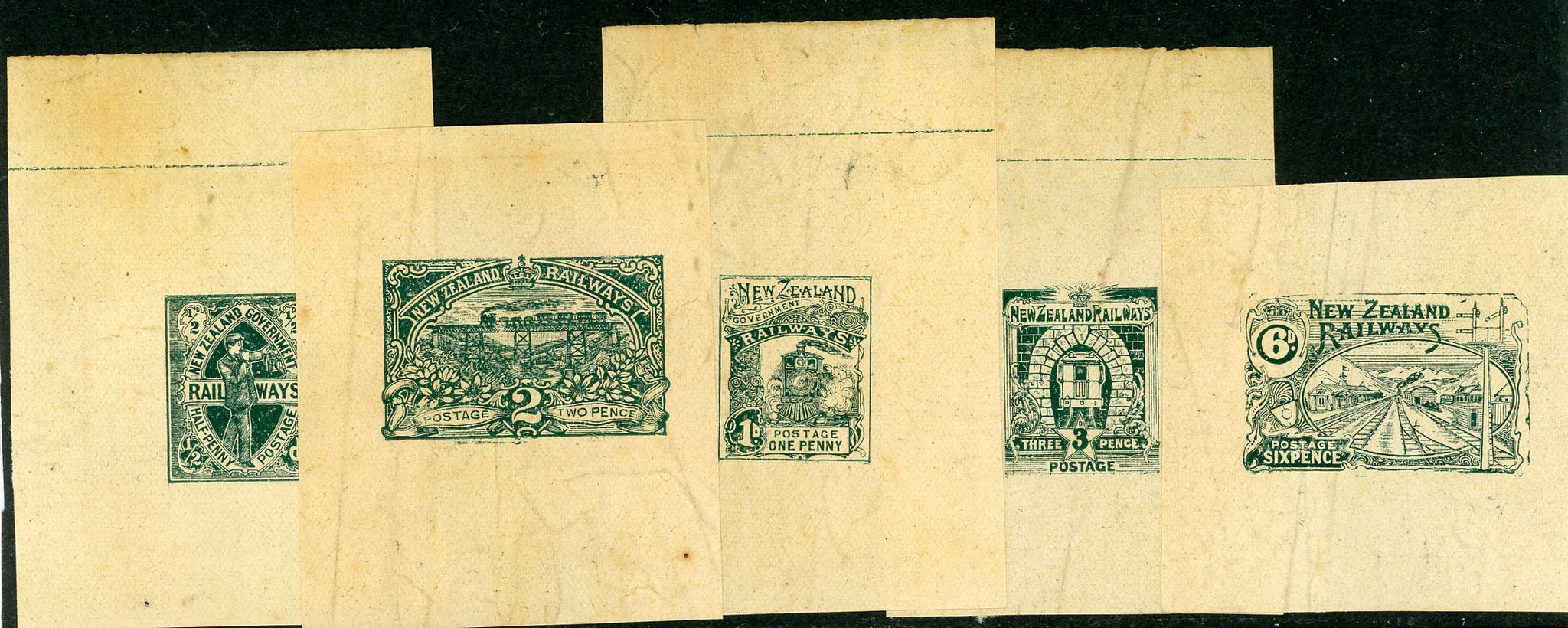 New Zealand Railways Group of 5 Die Proofs In Blue/Green