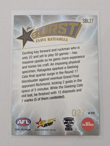 2021 AFL Select Footy Stars Lightning Burst Esava Ratugolea Geelong 27/210