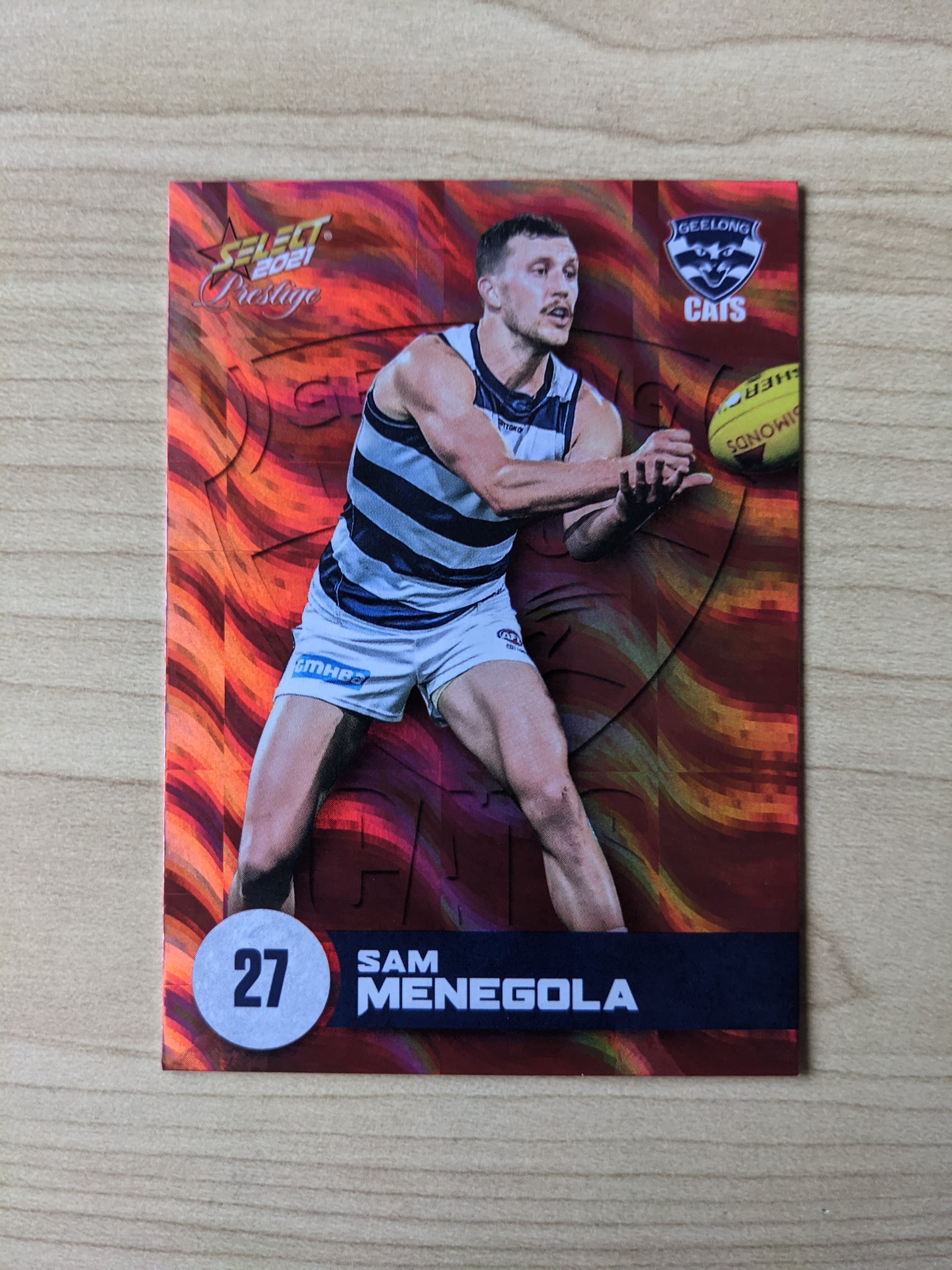 2021 AFL Select Prestige Red Parallel Geelong Sam Menegola 53/210