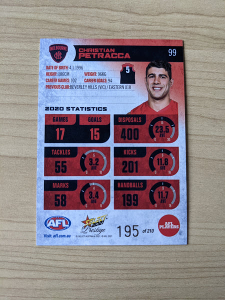 2021 AFL Select Prestige Red Parallel Melbourne Christian Petracca 195/210