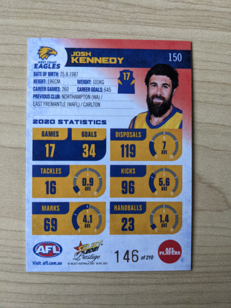 2021 AFL Select Prestige Red Parallel West Coast Josh Kennedy 146/210