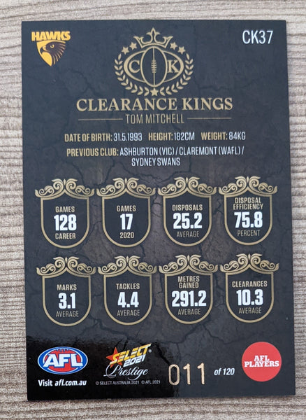 2021 AFL Select Prestige Clearance Kings Hawthorn Tom Mitchell 11/120