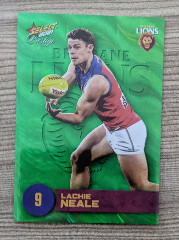 2021 AFL Select Prestige Green Parallel Brisbane Lachie Neale 38/60