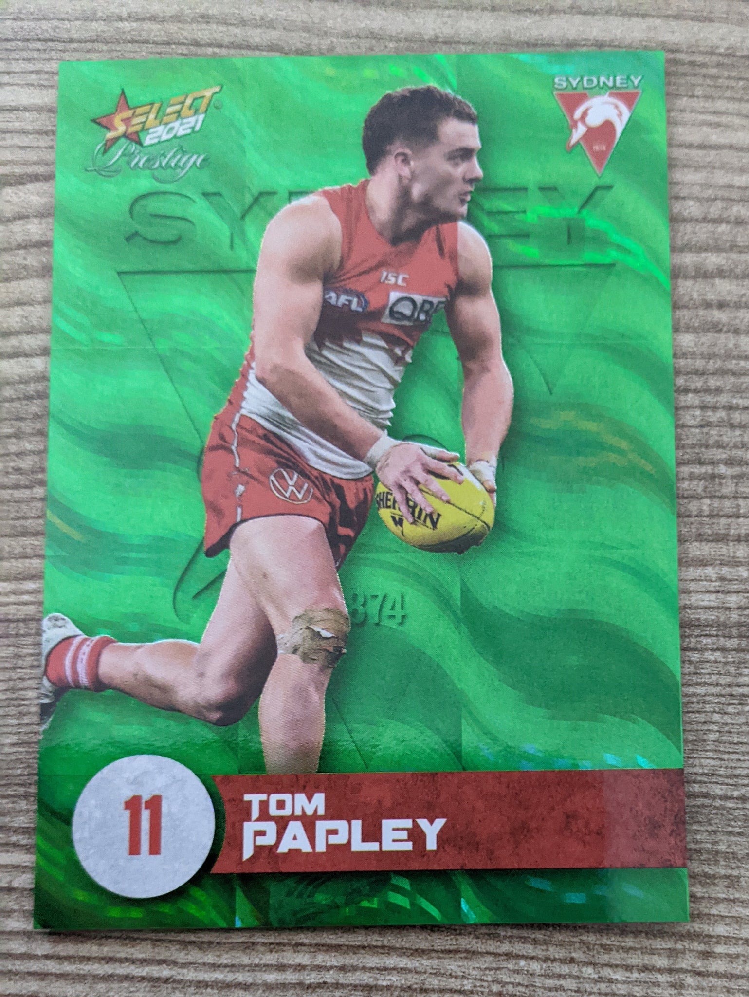 2021 AFL Select Prestige Green Parallel Sydney Tom Papley 54/60