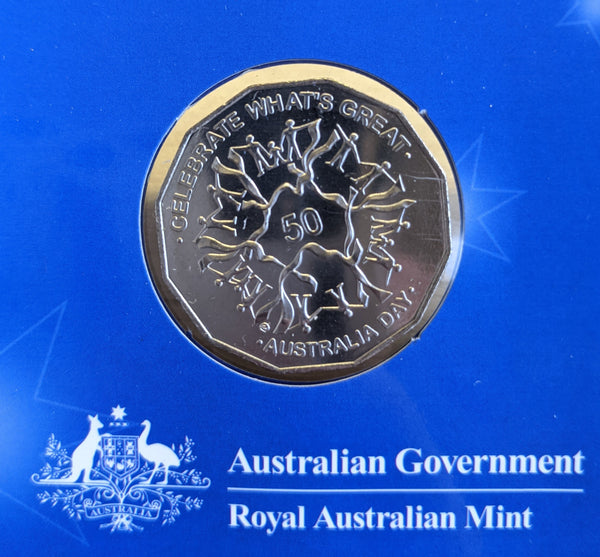 Australia 2010 Royal Australian Mint 50c Australia Day .999 Silver Proof Gold Plated Coin