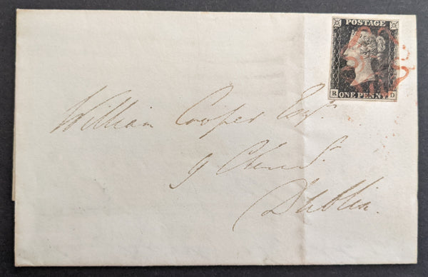 Great Britain 1840 Penny Black Cover from Castle Pollard to Dublin Red Maltese Cross