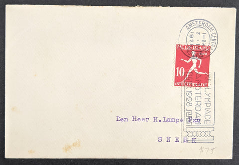 Holland Netherlands 1928 Olympics Amsterdam Netherlands Slogan on Cover with Central Station Cancel