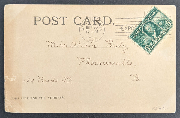 USA 1904 St Louis Olympic Games World Fair Pennsylvania State Building Postcard