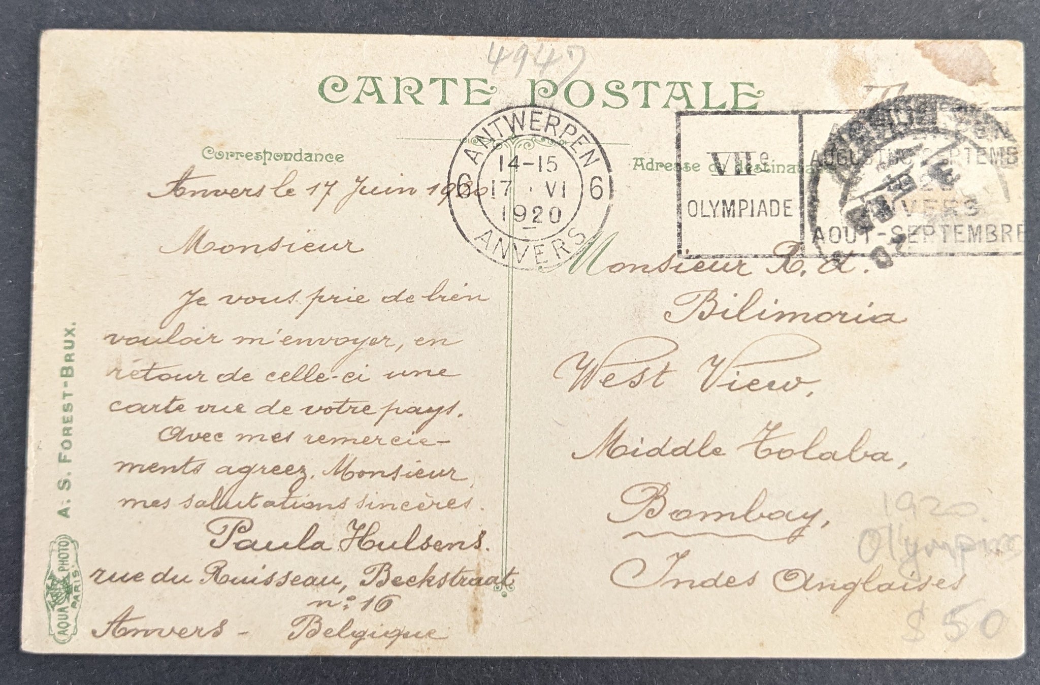 Olympics 1920 Olympic Games Antwerp Belgium Slogan on Cover