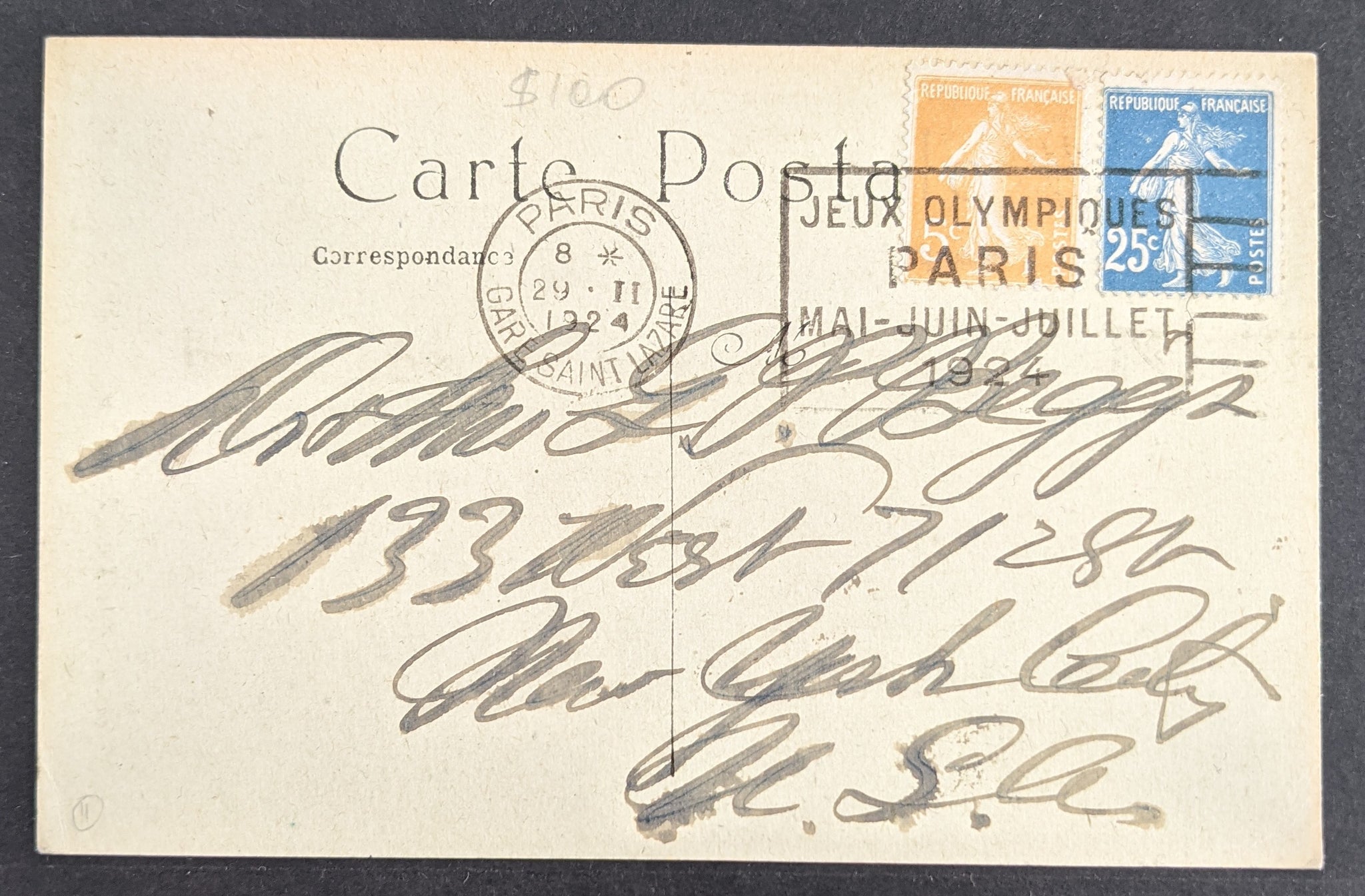 Olympics 1924 Olympic Games Paris France Slogan on Notre Dame Postcard