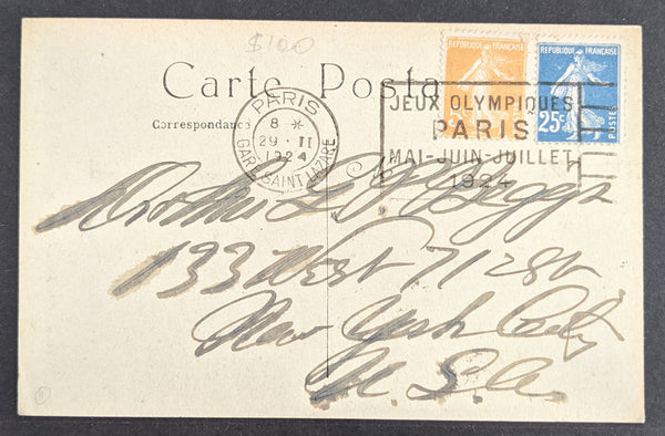 Olympics 1924 Olympic Games Paris France Slogan on Notre Dame Postcard