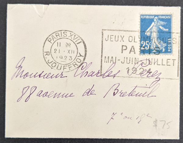 Olympics 1924 Paris Olympic Games France Slogan Postmark