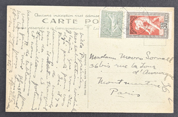 Olympics 1924 Olympic Games Paris France Stamps on Postcard