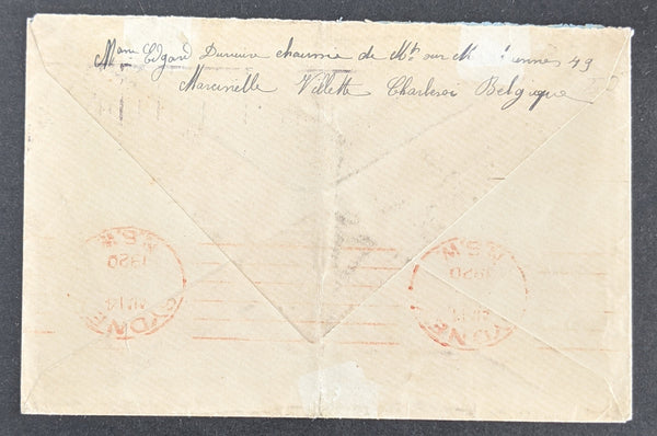 Olympics 1920 Olympic Games Antwerp. King Charleroi Cover sent to Sydney Australia