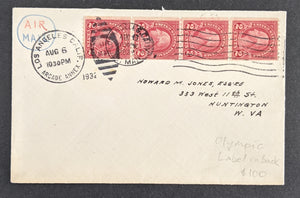 USA United States 1932 Olympic Games Los Angeles California USA Label on back of Cover