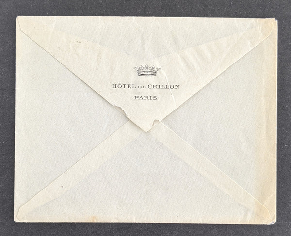Olympics 1924 Olympic Games Paris France Slogan on Hotel De Crillon Paris Envelope