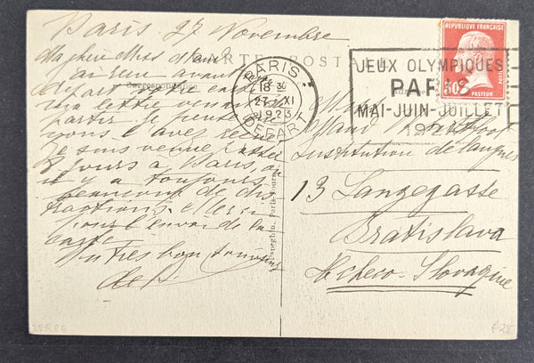 France 1924 Paris Olympics Olympic Games France CDS & Slogan Cancel Hotel Postcard