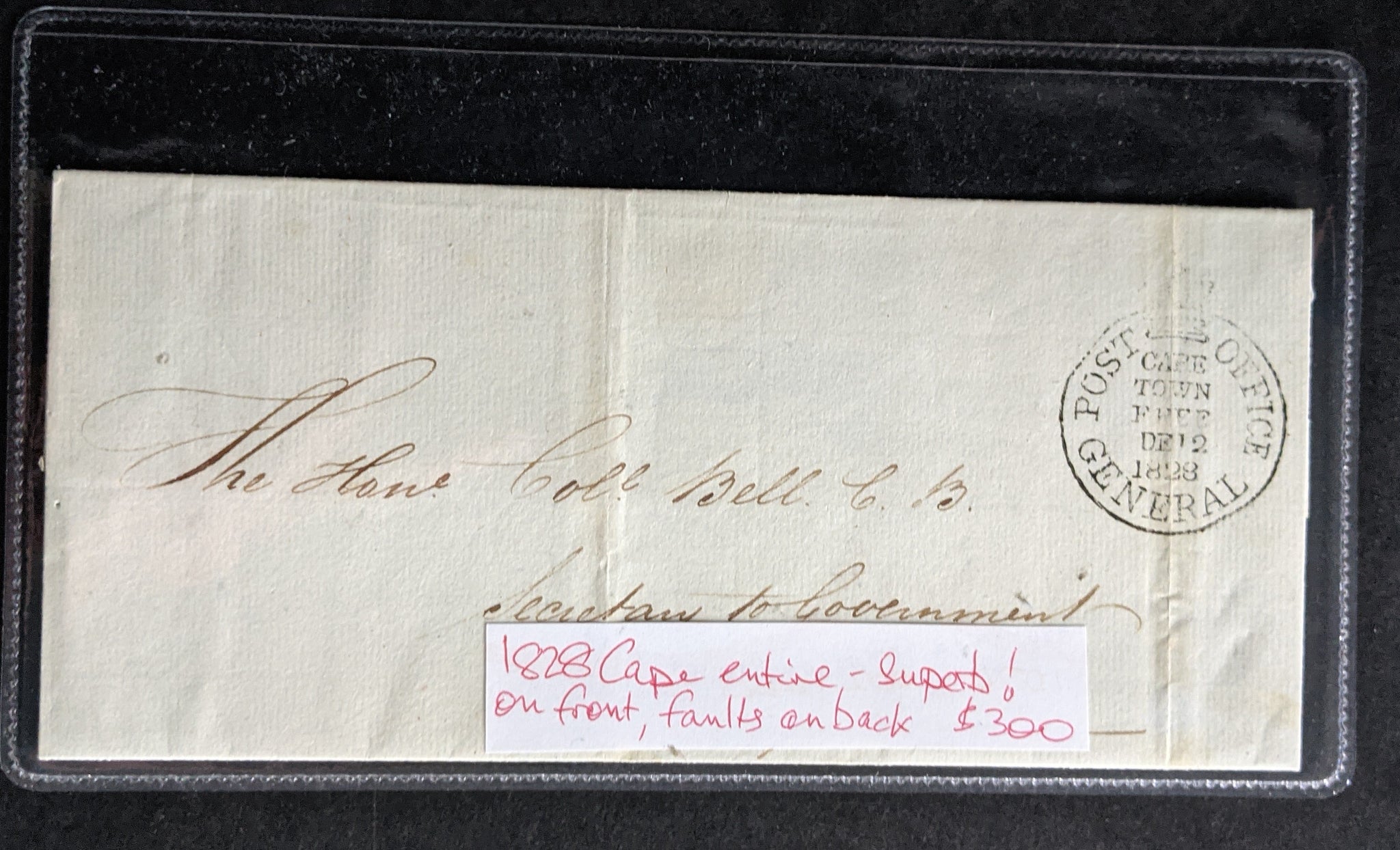 Cape of Good Hope South Africa 1828 Entire Superb