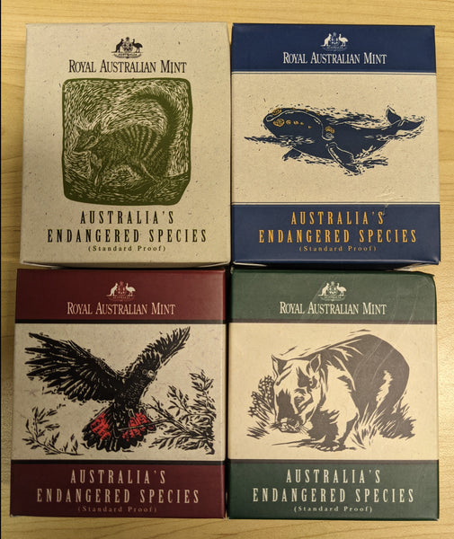 Royal Australian Mint $10 Australia's Endangered Species Set of 4 95-98 Silver Proof Coins