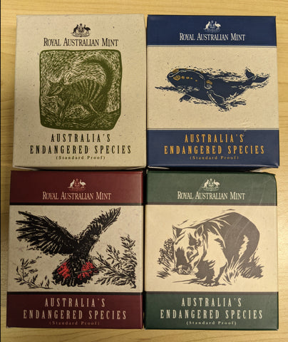 Royal Australian Mint $10 Australia's Endangered Species Set of 4 95-98 Silver Proof Coins