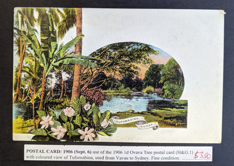 Tonga Toga 1906 1d Ovava Tree Postcard Used