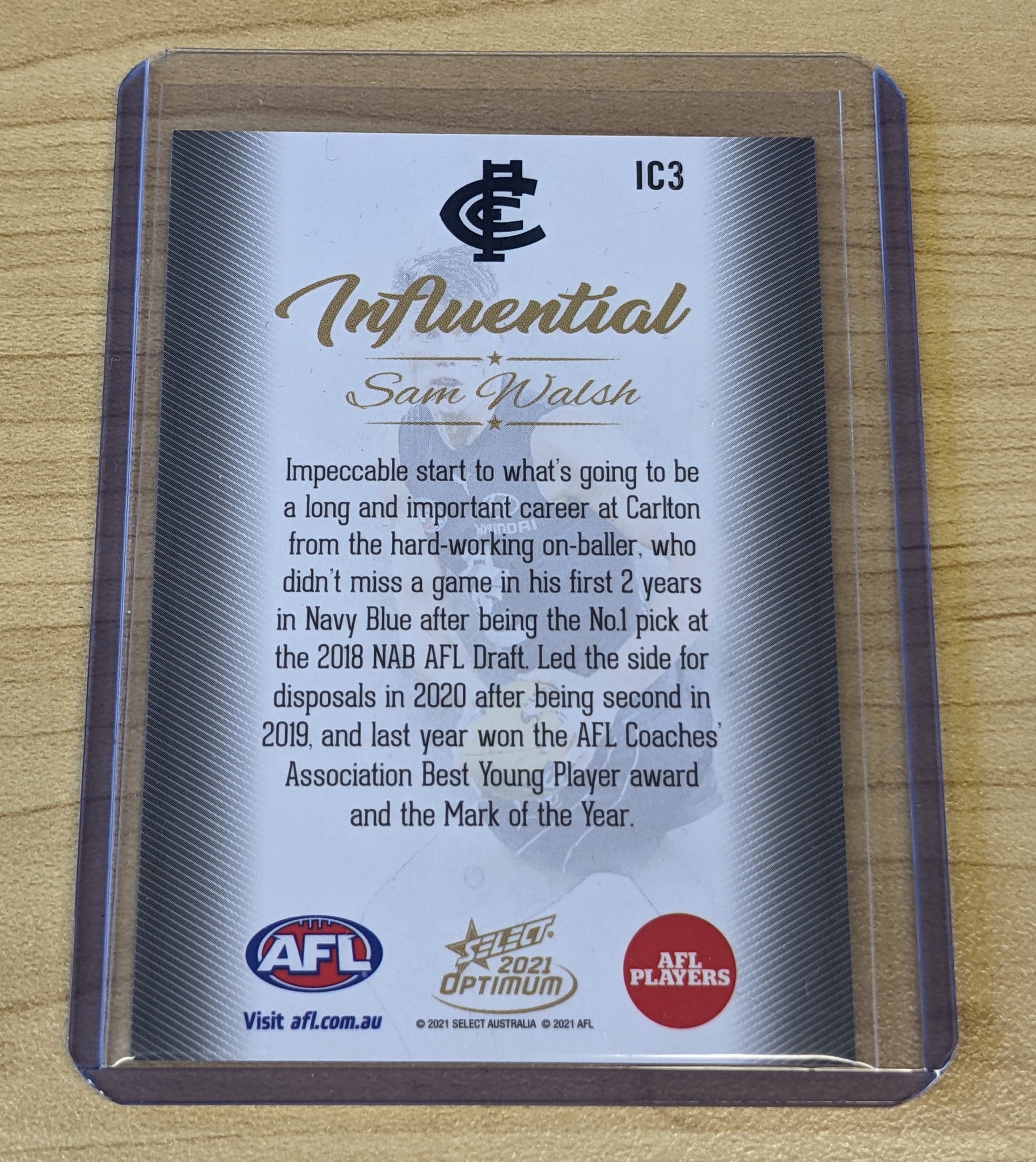 2021 AFL Select Optimum Influential Sam Walsh Carlton – Shields Stamps ...
