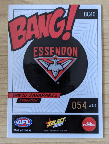 2021 AFL Select Footy Stars Bang David Zaharakis Essendon