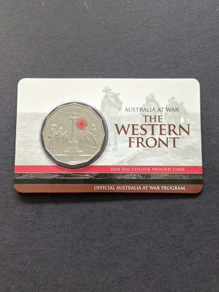 Australia 2014 Royal Australian Mint 50c Australia at War The Western Front Coloured Poppy Coin