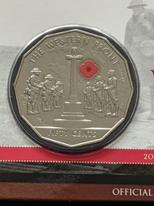 Australia 2014 Royal Australian Mint 50c Australia at War The Western Front Coloured Poppy Coin