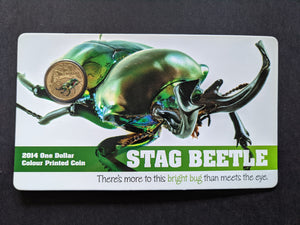 Australia 2014 Royal Australian Mint $1 Coloured Coin Stag Beetle