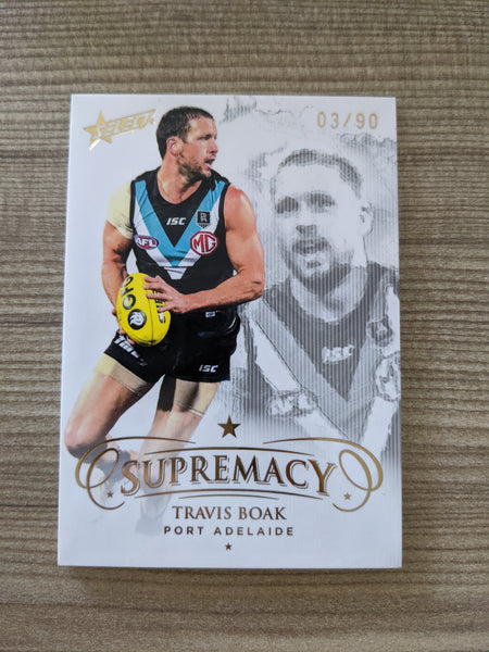 2021 AFL Select Supremacy Gold Base Travis Boak Port Adelaide 03/90