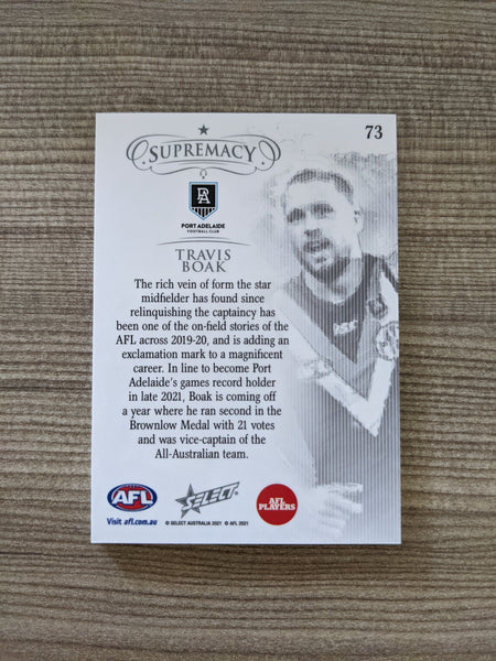 2021 AFL Select Supremacy Gold Base Travis Boak Port Adelaide 03/90