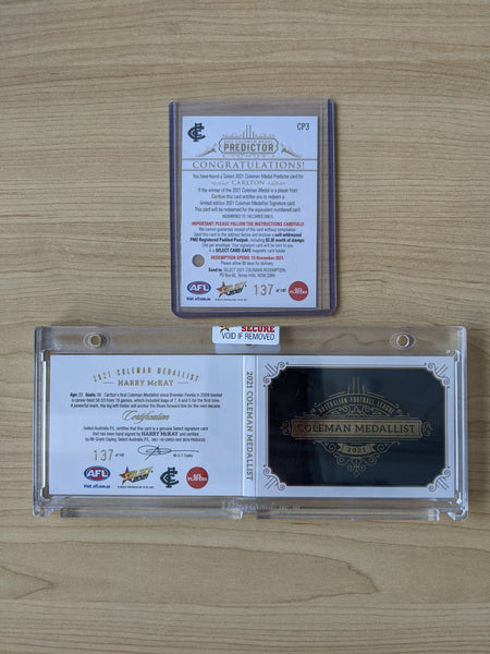 2021 AFL Select Footy Stars Coleman Medalist Booklet Harry McKay Carlton