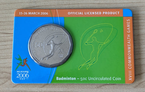 Australia 2006 Royal Australian Mint 50c Commonwealth Games Badminton Coin