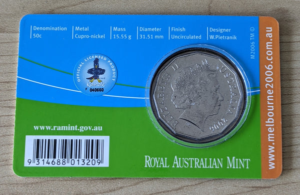 Australia 2006 Royal Australian Mint 50c Commonwealth Games Badminton Coin