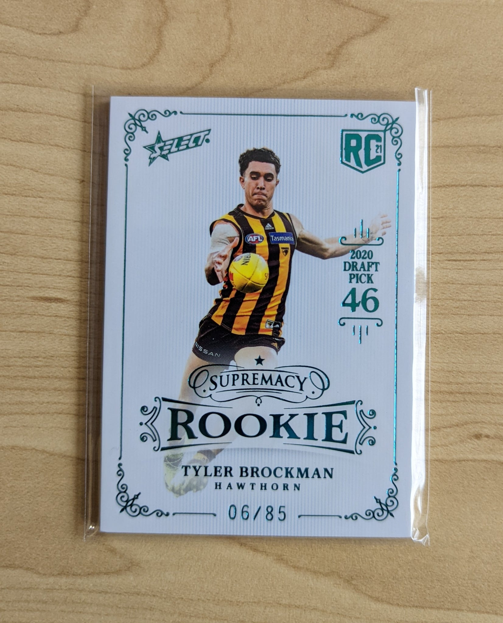 2021 AFL Select Supremacy Rookie Tyler Brockman Hawthorn Low Number 06/85