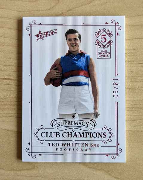 2021 AFL Select Supremacy Club Champions Ted Whitten Footscray 18/60