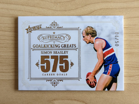 2021 Select Supremacy Goalkicking Greats Simon Beasley Western Bulldogs Low Number 04/50