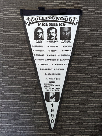 Collingwood 1990 Premiership Team Commemorative Pennant Flag
