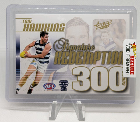 2023 AFL Footy Stars 300 Game Signature Redemption Case Card Tom Hawkins Geelong 40/50