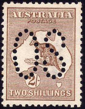 Australia SG O11 2/- Brown Kangaroo 1st Watermark Perforated Large OS MLH