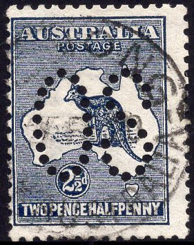 Australia SG O4  2½d Kangaroo 1st Watermark Perf Large OS,  fine used