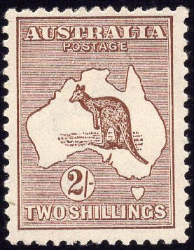 Australia SG 41 2/- Brown Kangaroo 3rd Watermark. Scarce mint unhinged