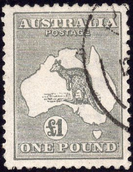 Australia SG 75 £1 One Pound Grey Kangaroo 3rd Watermark Superb Used Stamp