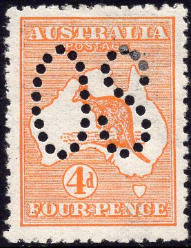 Australia SG O6 4d Kangaroo Large OS First Watermark