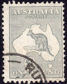 Australia SG 137 £1 Grey Kangaroo map C of A Watermark Superb FU